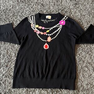 🩷❤️💛🧡🤍kate spade black sweater with colorful jeweled print